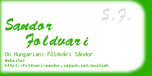 sandor foldvari business card
