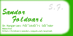 sandor foldvari business card